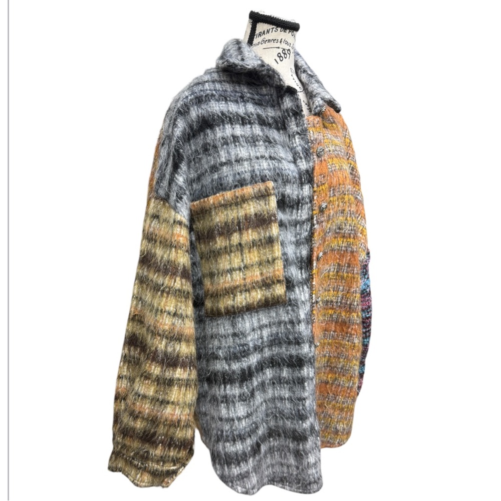 POL Plaid Patchwork Baggy Oversized Shacket NWOT - Picture 3 of 8